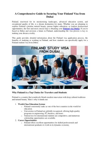 A Comprehensive Guide to Securing Your Finland Visa from Dubai