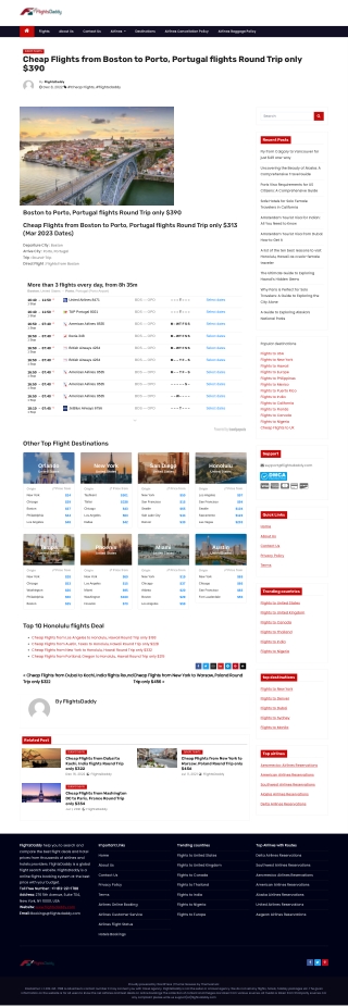 Cheap Flights from Boston to Porto, Portugal flights Round Trip only $390