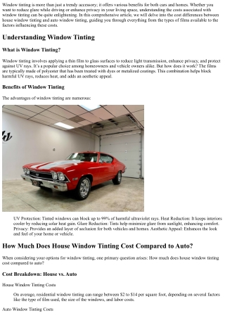 How Much Does House Window Tinting Cost Compared to Auto?