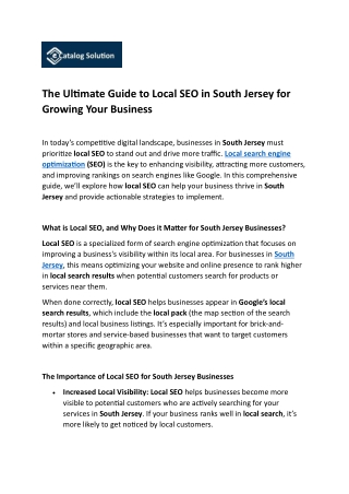 The Ultimate Guide to Local SEO in South Jersey for Growing Your Business