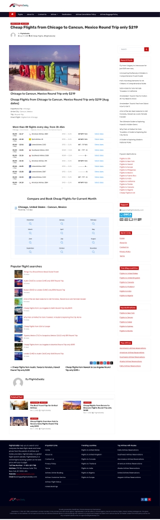 Cheap Flights from Chicago to Cancun, Mexico Round Trip only $219