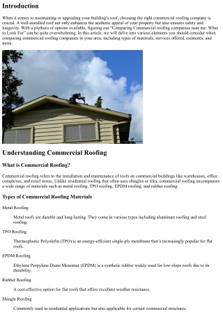 “Comparing Commercial roofing companies near me: What to Look For”