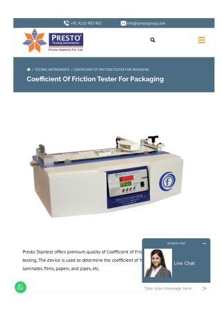 Coefficient of Friction Tester for Packaging