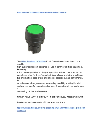 Oliver Products 5708-7900 Flush Green Push-Button Switch _ PartsFe UK