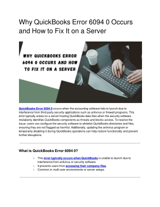 Why QuickBooks Error 6094 0 Occurs and How to Fix It on a Server