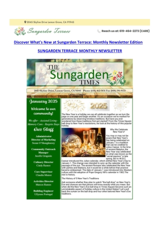 Sungarden Terrace Monthly Newsletter