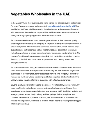 Vegetables Wholesales in the UAE