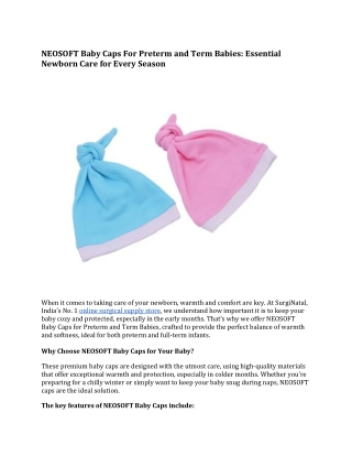 NEOSOFT Baby Caps For Preterm and Term Babies: Essential Newborn Care