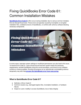 Fixing QuickBooks Error Code 61_ Common Installation Mistakes