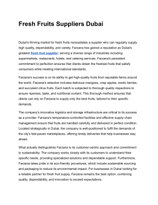 Fresh Fruits Suppliers Dubai