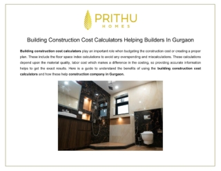 Building Construction Cost Calculators Helping Builders In Gurgaon