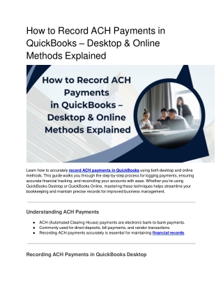 How to Record ACH Payments in QuickBooks – Desktop & Online Methods Explained