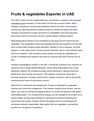 Fruits & vegetables Exporter in UAE