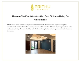 Measure The Exact Construction Cost Of House Using Far Calculations