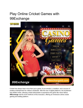 Play Online Cricket Games with 99Exchange
