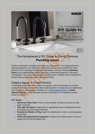 DIY Guide to Fix Common Plumbing Issues - Kohler Nepal