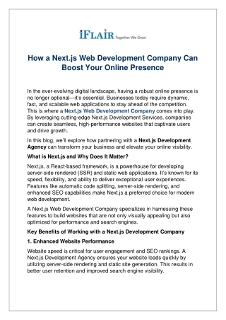 How a Next.js Web Development Company Can Boost Your Online Presence