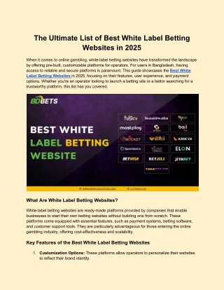 Best White Label Betting Websites