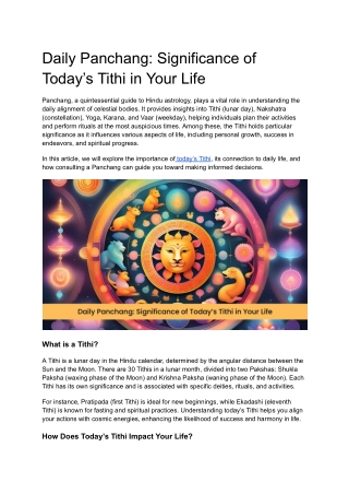 Daily Panchang_ Significance of Today’s Tithi in Your Life