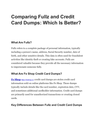 Comparing Fullz and Credit Card Dumps