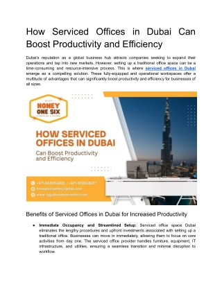 How Serviced Offices in Dubai Can Boost Productivity and Efficiency