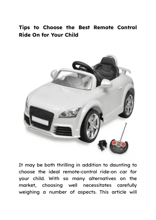 Tips to Choose the Best Remote Control Ride On for Your Child.docx