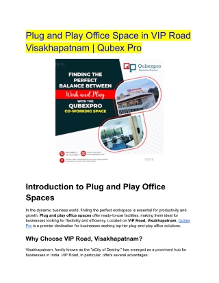 Plug and Play Office Space in VIP Road Visakhapatnam _ Qubex Pro