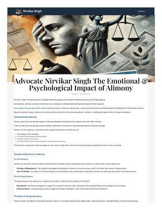 Advocate Nirvikar Singh The Emotional & Psychological Impact of Alimony