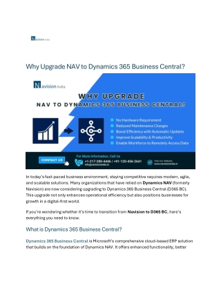 Why Upgrade NAV to Dynamics 365 Business Central?