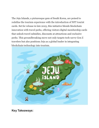 The Buzz About “South Korea’s Jeju Island to issue NFT tourist cards”