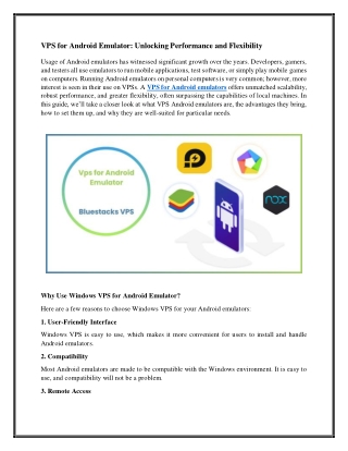 VPS for Android Emulator Unlocking Performance and Flexibility