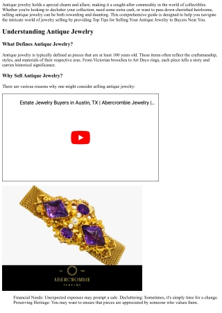 Top Tips for Selling Your Antique Jewelry to Buyers Near You