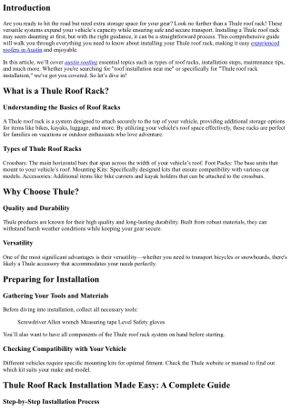 Thule Roof Rack Installation Made Easy: A Complete Guide
