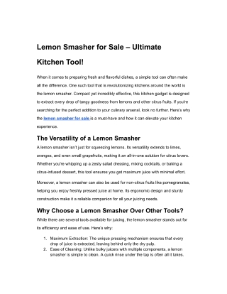 Lemon Smasher for Sale – Ultimate Kitchen Tool!