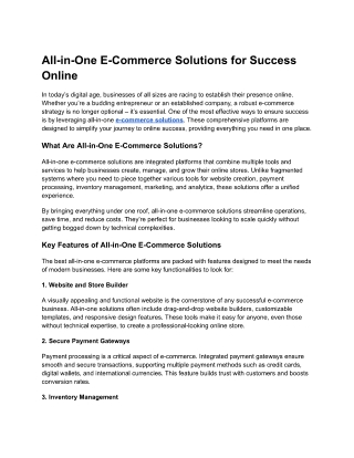 All-in-One E-Commerce Solutions for Success Online