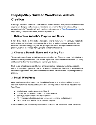 Step-by-Step Guide to WordPress Website Creation