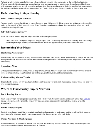 Top Tips for Selling Your Antique Jewelry to Buyers Near You