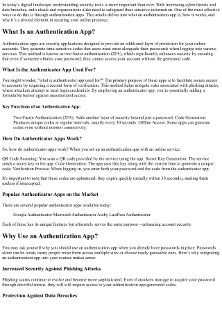 **What Is an Authentication App? Clarifying the Confusion Around Security Tools*