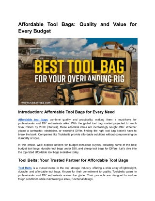 Affordable Tool Bags_ Quality and Value for Every Budget