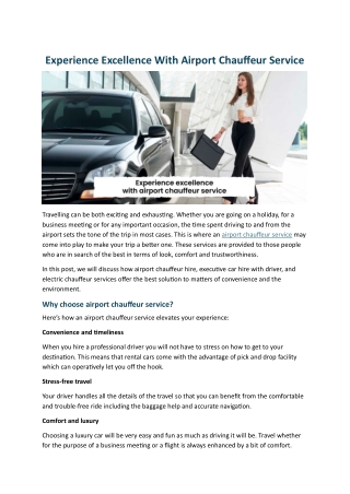 Experience Excellence With Airport Chauffeur Service