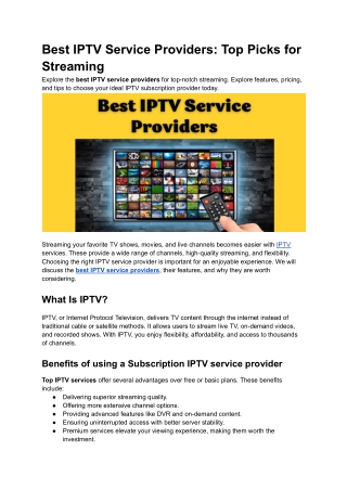 Best IPTV Service Providers_ Top Picks for Streaming