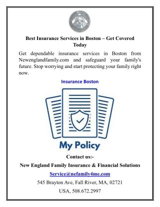 Best Insurance Services in Boston – Get Covered Today