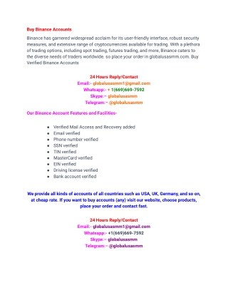 Buy Verified Binance Accounts -Cryptocurrency trading