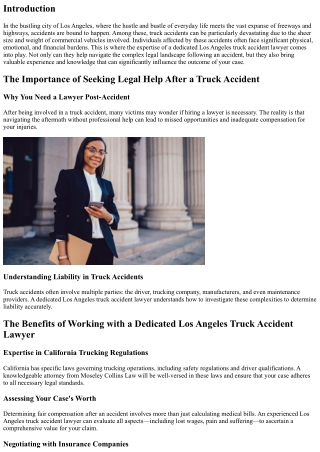 The Benefits of Working with a Dedicated Los Angeles Truck Accident Lawyer