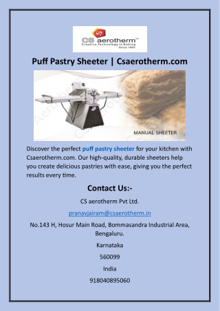 Puff Pastry Sheeter  Csaerotherm.com