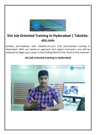 Vlsi Job Oriented Training In Hyderabad | Takshila-vlsi.com