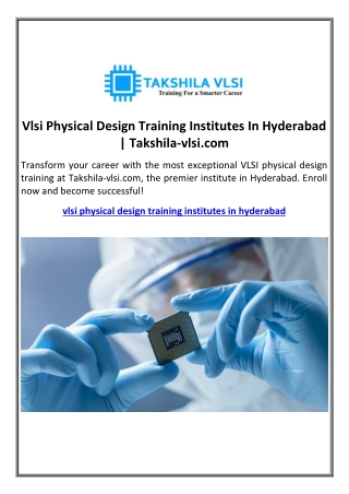 Vlsi Physical Design Training Institutes In Hyderabad | Takshila-vlsi.com
