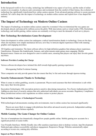 The Impact of Technology on Modern Online Casinos