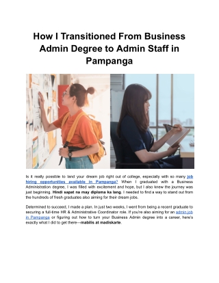 How I Transitioned From Business Admin Degree to Admin Staff in Pampanga