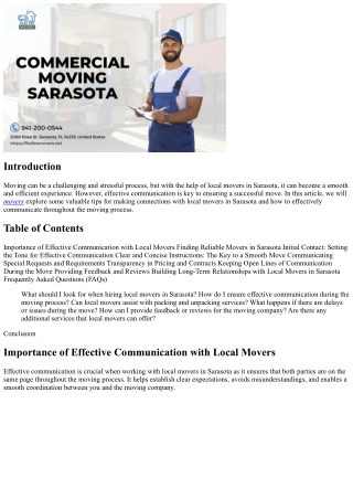 Making Connections with Local Movers Sarasota: Effective Communication Tips